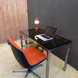 Metal and smoked glass desk