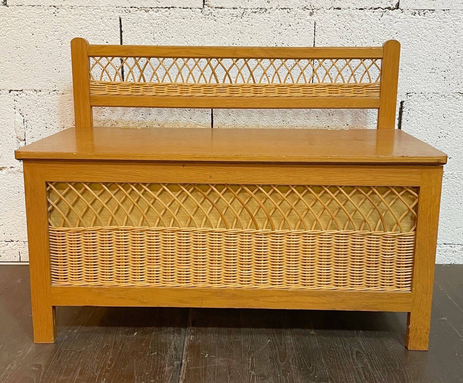 Vintage 1960s rattan toy chest
