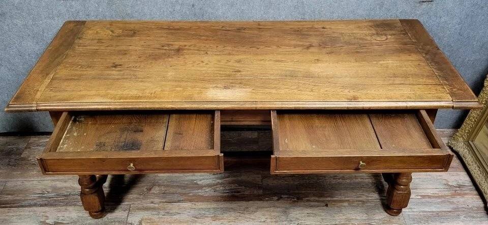 Table or centre desk in Louis XIII style made of solid oak around 1850.