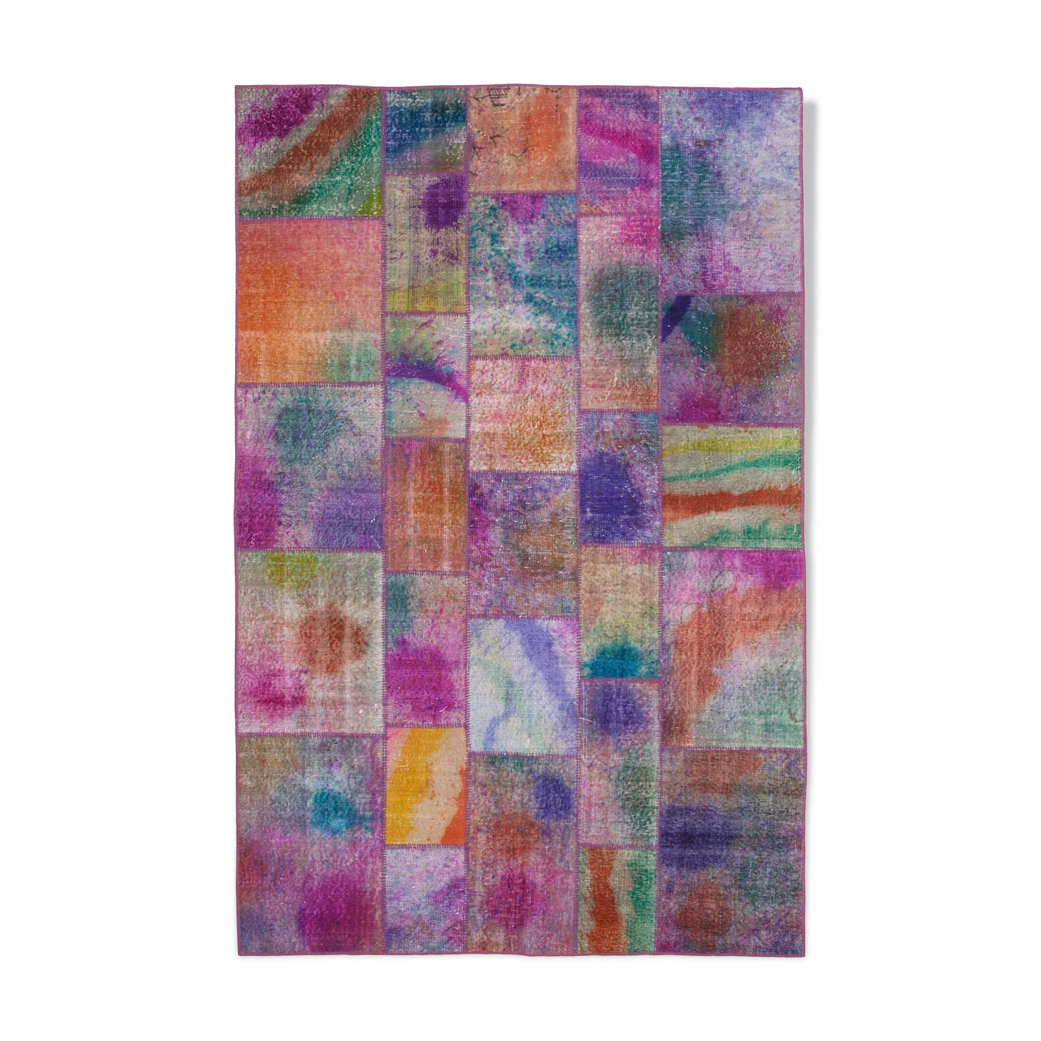 Handwoven Anatolian Contemporary 200 cm x 300 cm Multicolor Patchwork Carpet