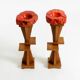 Two mid-century standing ashtrays consisting of red Alabaster cup