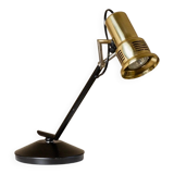 Vintage metal table lamp in Hollywood Regency style, black base with brass shade by Gigidi Iluminazione, 80s