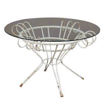 Table basse vintage en fer forgé et verre, Italie, années 1950
