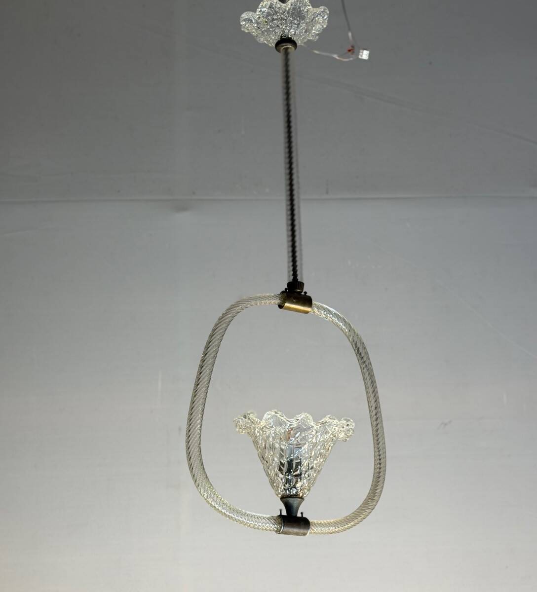 Venetian glass chandelier from Murano and brass, circa 1950.