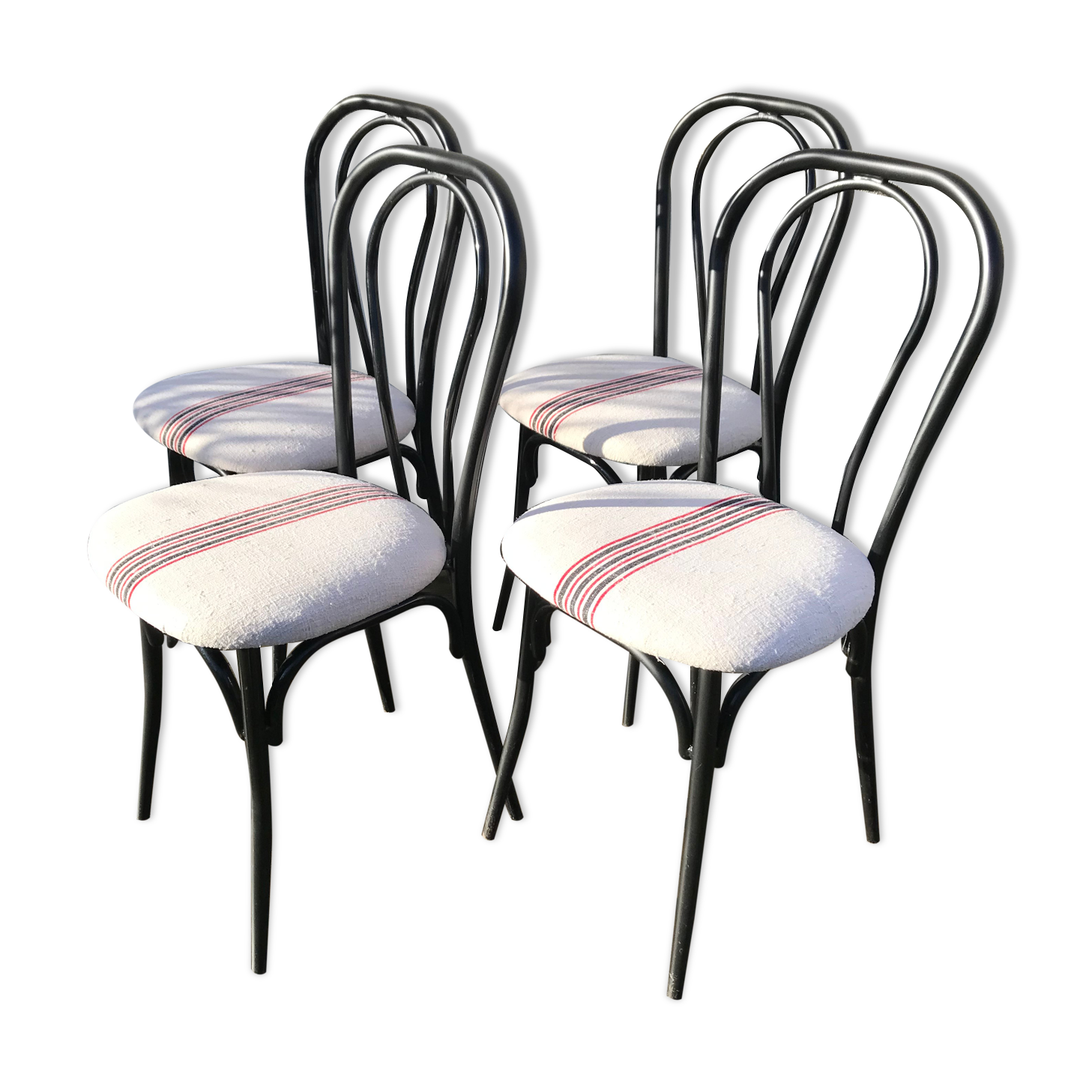 4 vintage black metal bistro chairs