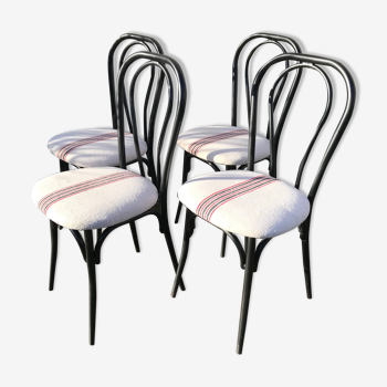 4 chaises bistro vintage noires en metal