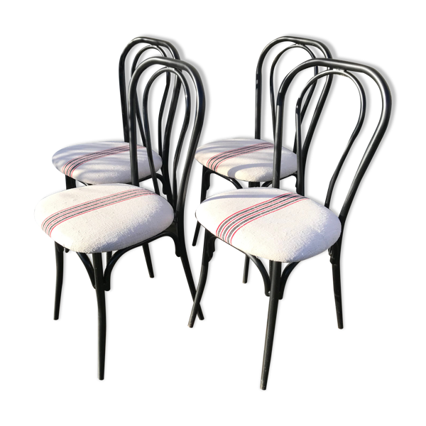 4 chaises bistro vintage noires en metal