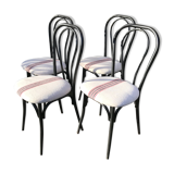 4 vintage black metal bistro chairs