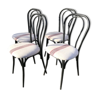4 chaises bistro vintage noires en metal