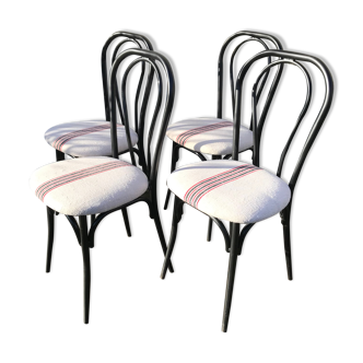 4 vintage black metal bistro chairs