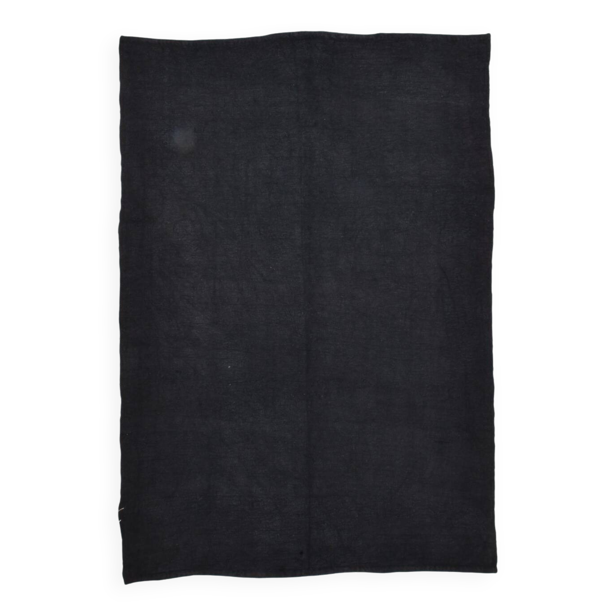 5x7 Dark Navy Blue Solid Turkish Vintage Kilim Rug For Bedroom, 156x223 Cm