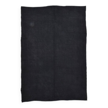 Tapis kilim vintage turc uni bleu marine foncé 5x7 pour chambre, 156x223 cm