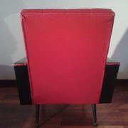 Paire de fauteuils vintage en skaï rouge et noir