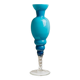 Azure Blue Murano Glass Vase XL, Fluted Beaded Silhouette, 1960s Hollywood Regency