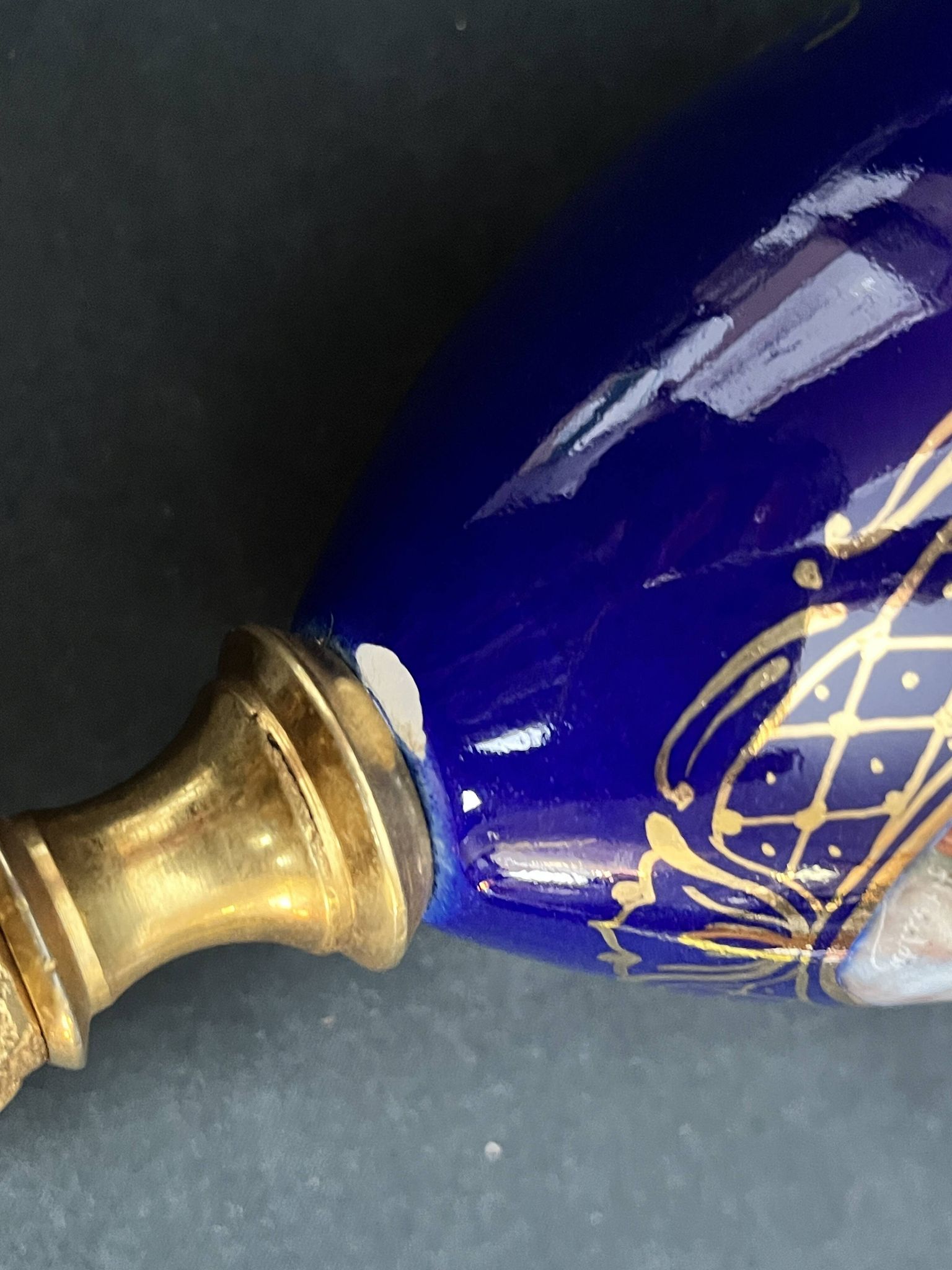 Royal blue porcelain ewer signed early 20th century