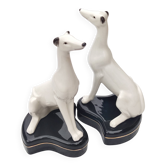 Paire de Lévriers en porcelaine émaillée 1940/50