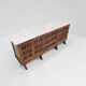 Buffet brutaliste espagnol en bois massif et marbre