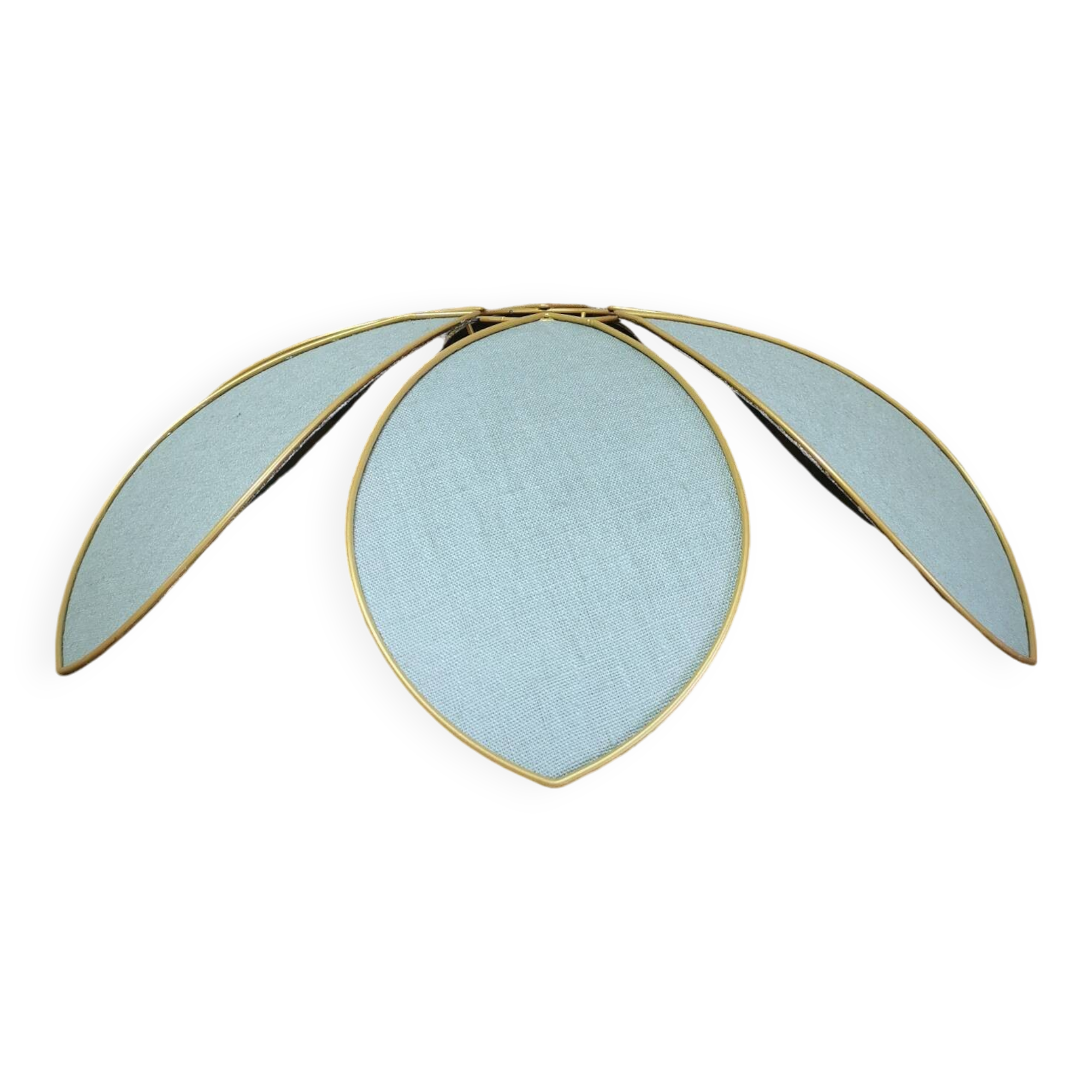 Flower suspension metal structure 6 petals in celadon green linen