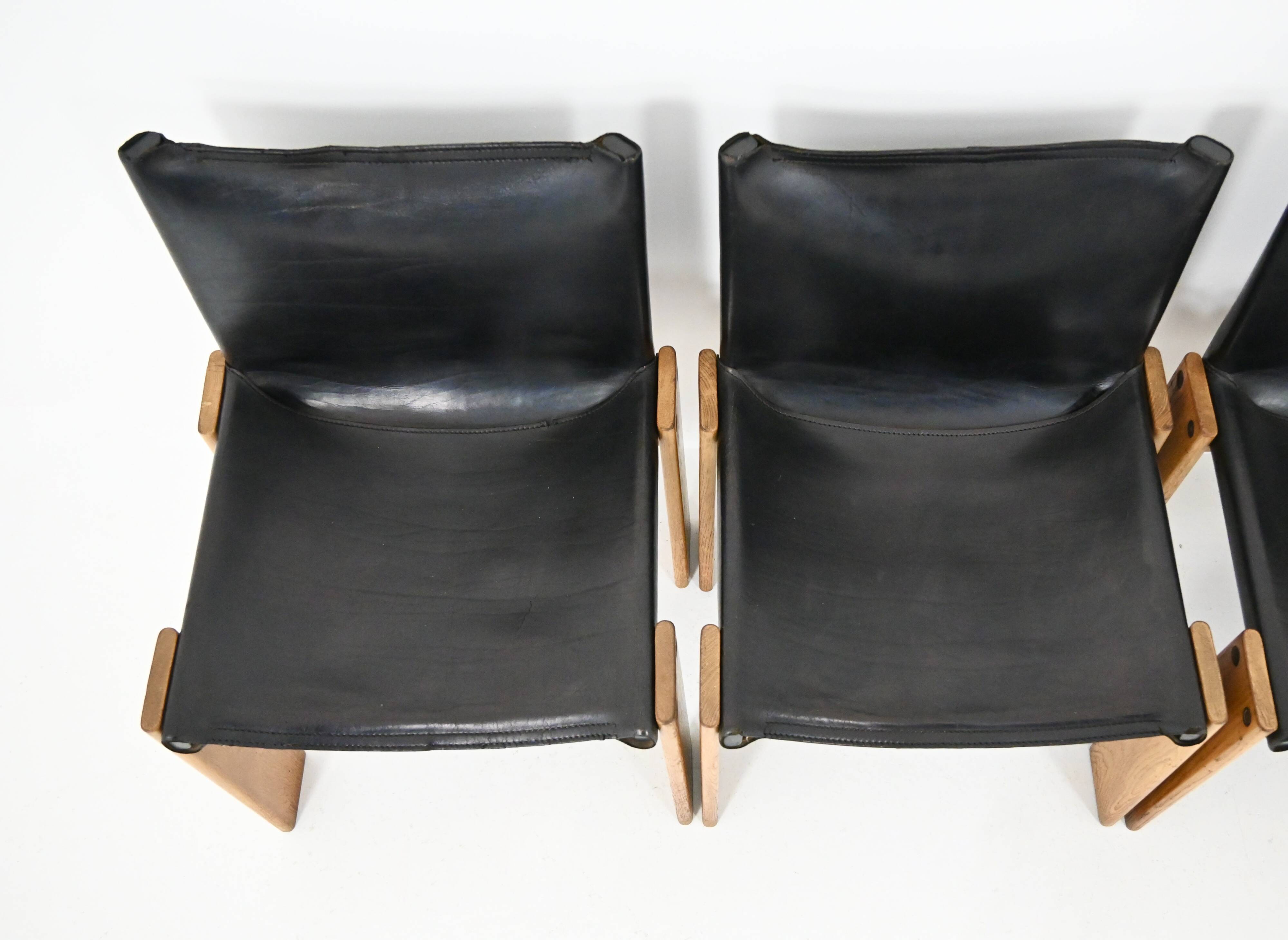 Monk dining chairs by Afra & Tobia Scarpa for Molteni, 1970s