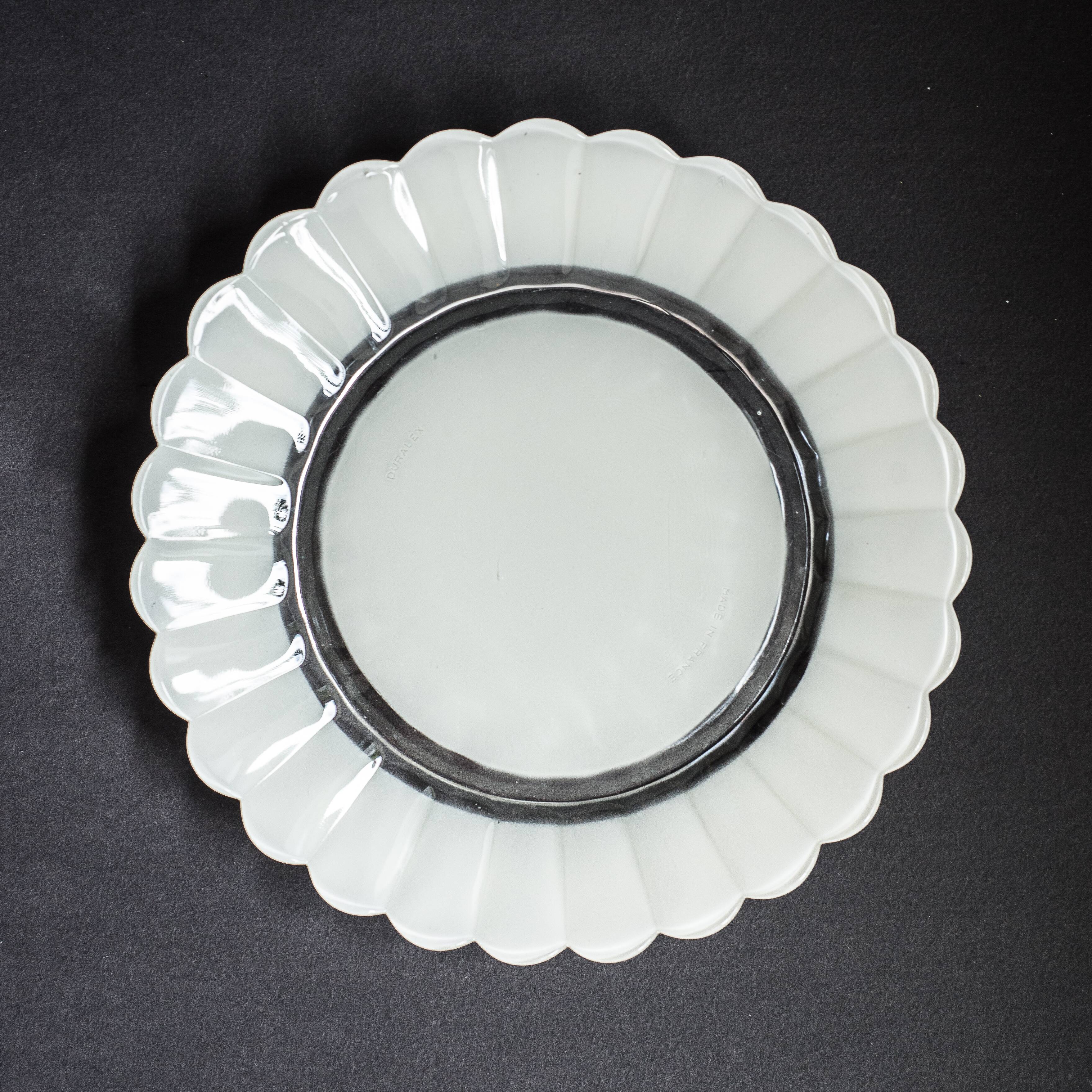 Set of 10 dessert plates flowers petals daisy Duralex Made in France 70s