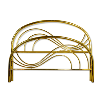Hollywood Regency bed in gilded metal, circa 1970