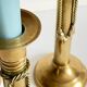 Trio of vintage knotted candlesticks brass