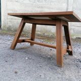 Solid wood coffee table checkerboard marble plate