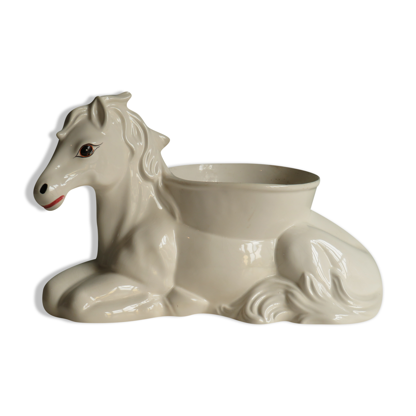 White glazed ceramic pot cover, 1950