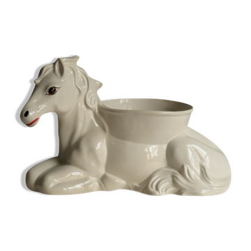 Cache-pot en céramique émaillée blanche, 1950
