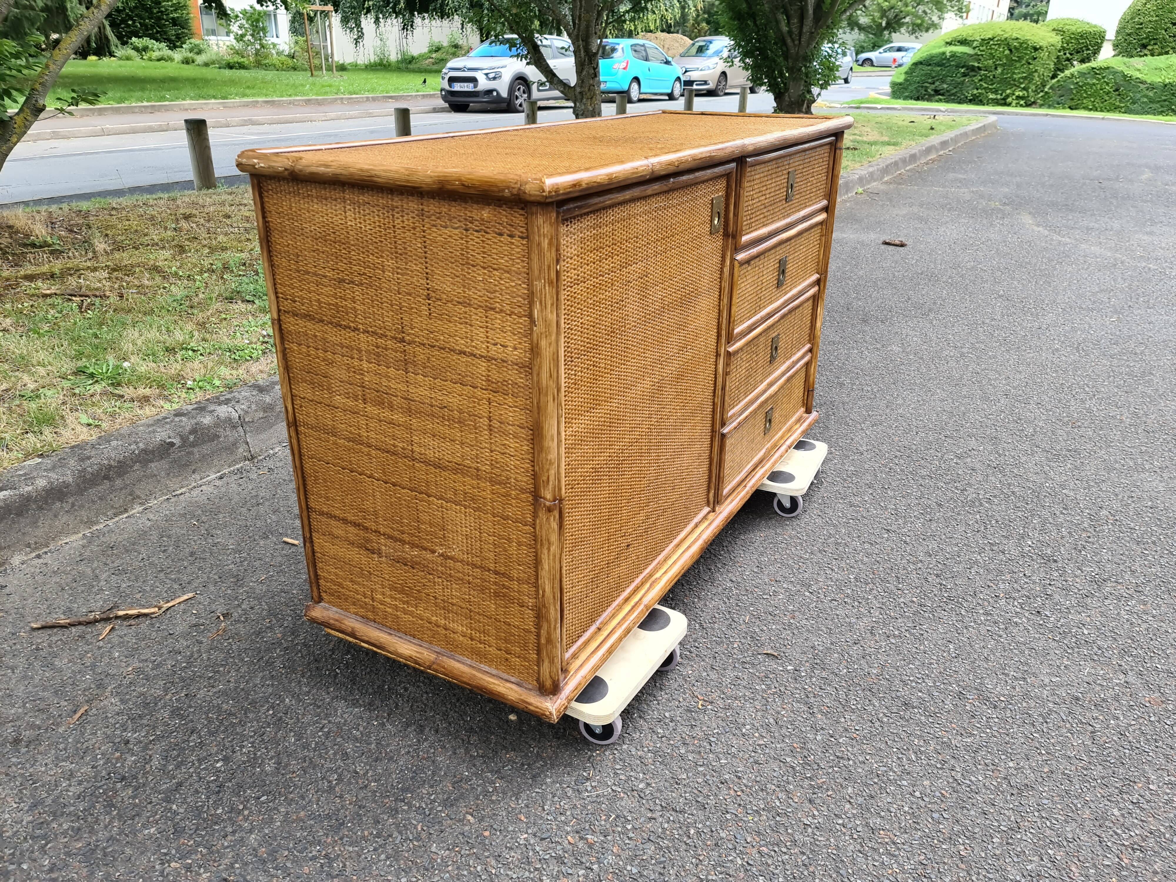 Bamboo rattan buffet Dal Vera 1960-70