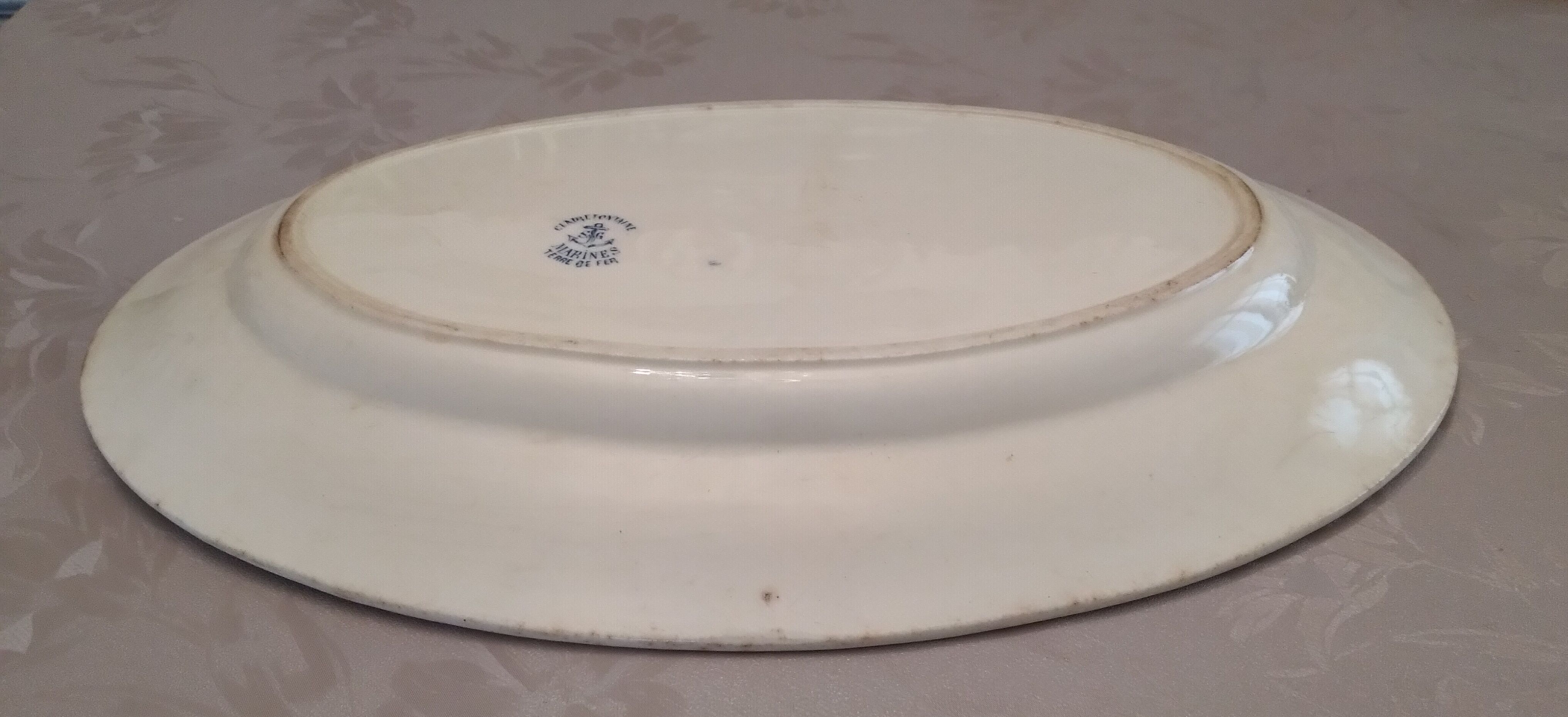 Faience dish of clairefontaine decor marine