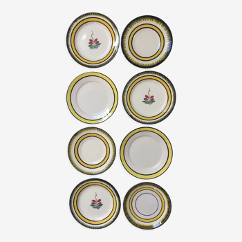 Yellow & black dessert plates Henriot Quimper