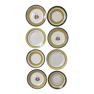 Yellow & black dessert plates Henriot Quimper