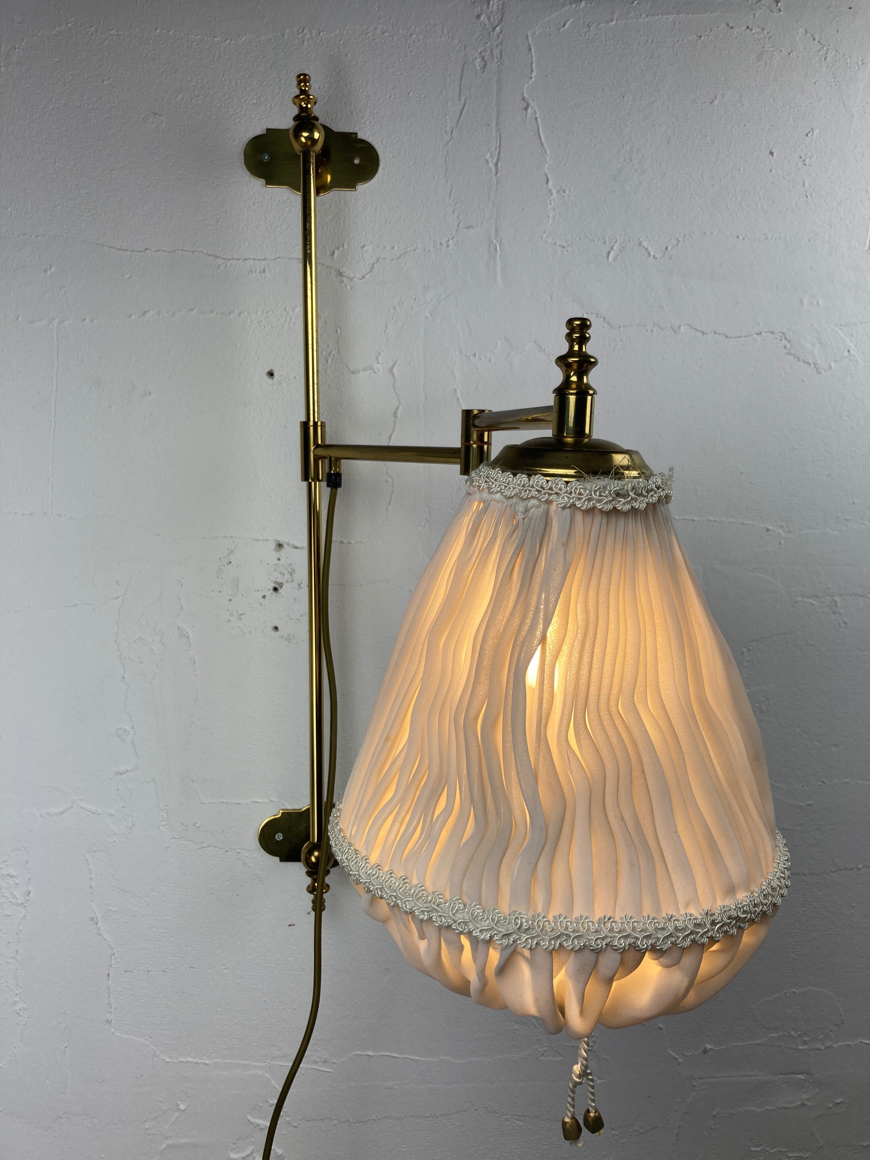 Brass art deco swivel arc wall lamp