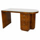 Art Deco desk in wood veneer and glass, 1930s-40s