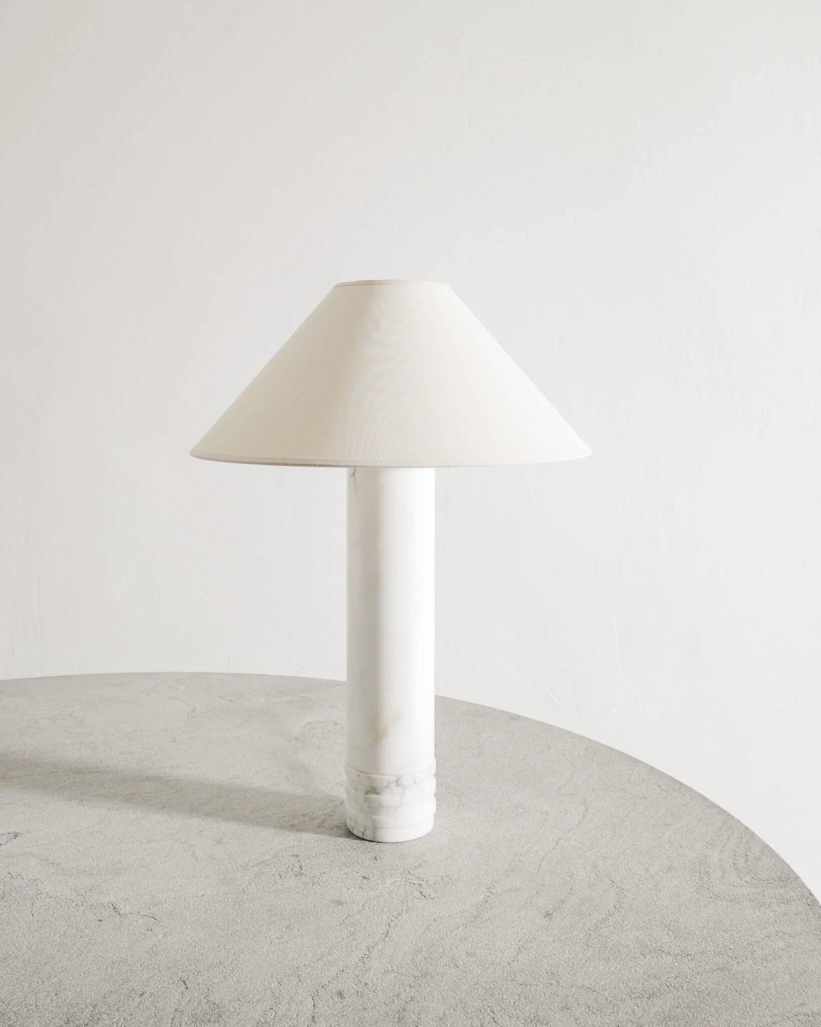 Swedish Mid Century Cylindrical White Marble Table Lamp by Bergboms, 1960s
