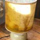 Lampe en grès, abat-jour composé de végétaux, années 70