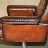 Mid Century Modern swivel office chair De Sede DS35 leather