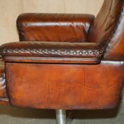 Chaise de bureau pivotante Mid Century Modern De Sede DS35 cuir