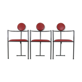 3 armchairs designs steel and leather, France, circa 1980