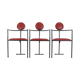 3 armchairs designs steel and leather, France, circa 1980