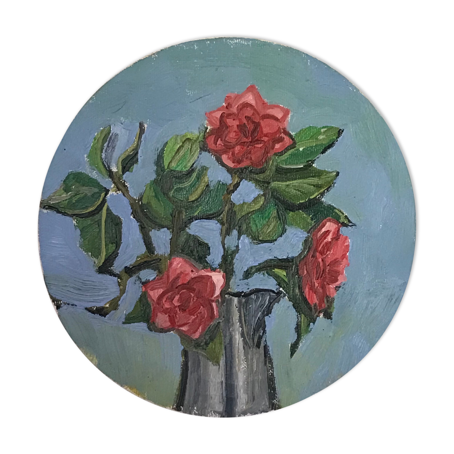 Peinture huile, bouquet de roses