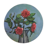 Peinture huile, bouquet de roses