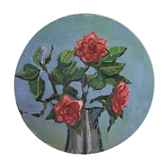 Peinture huile, bouquet de roses