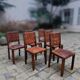 6 chairs brutalist 50s leather and wood