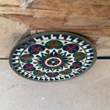 Antique brass plate enameled decor mandala vintage #b161