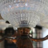 Art Deco lustre, opalescent glass, Ezan & Petitot, signed.