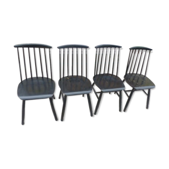 Suite de 4 chaises vintage en bois la Fanett de Tapiovaara