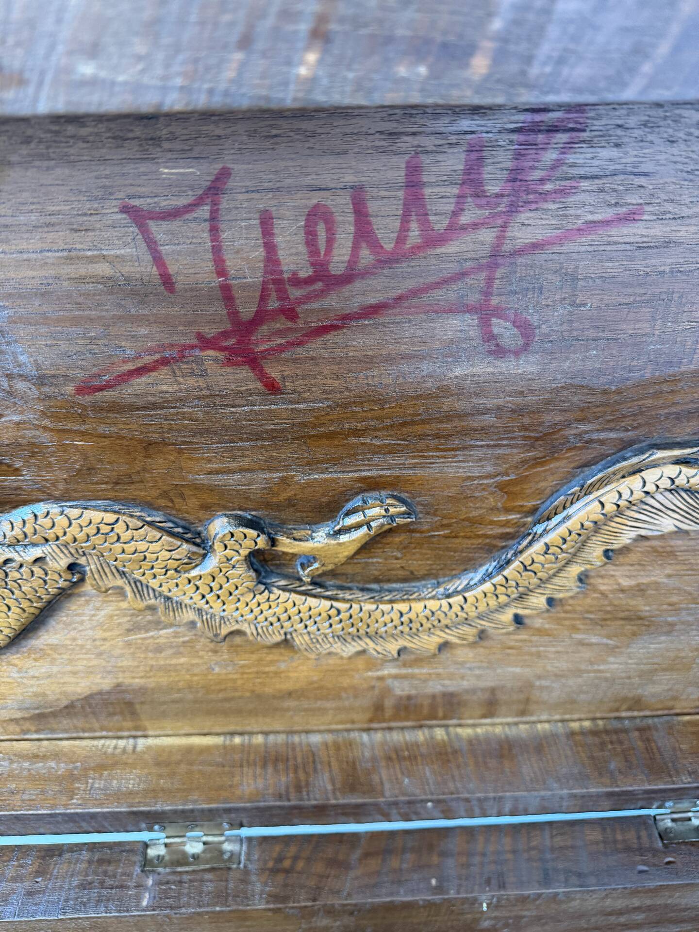 Antique Chinese Carved Export Chest – Dragon, Phoenix & Landscape Deco