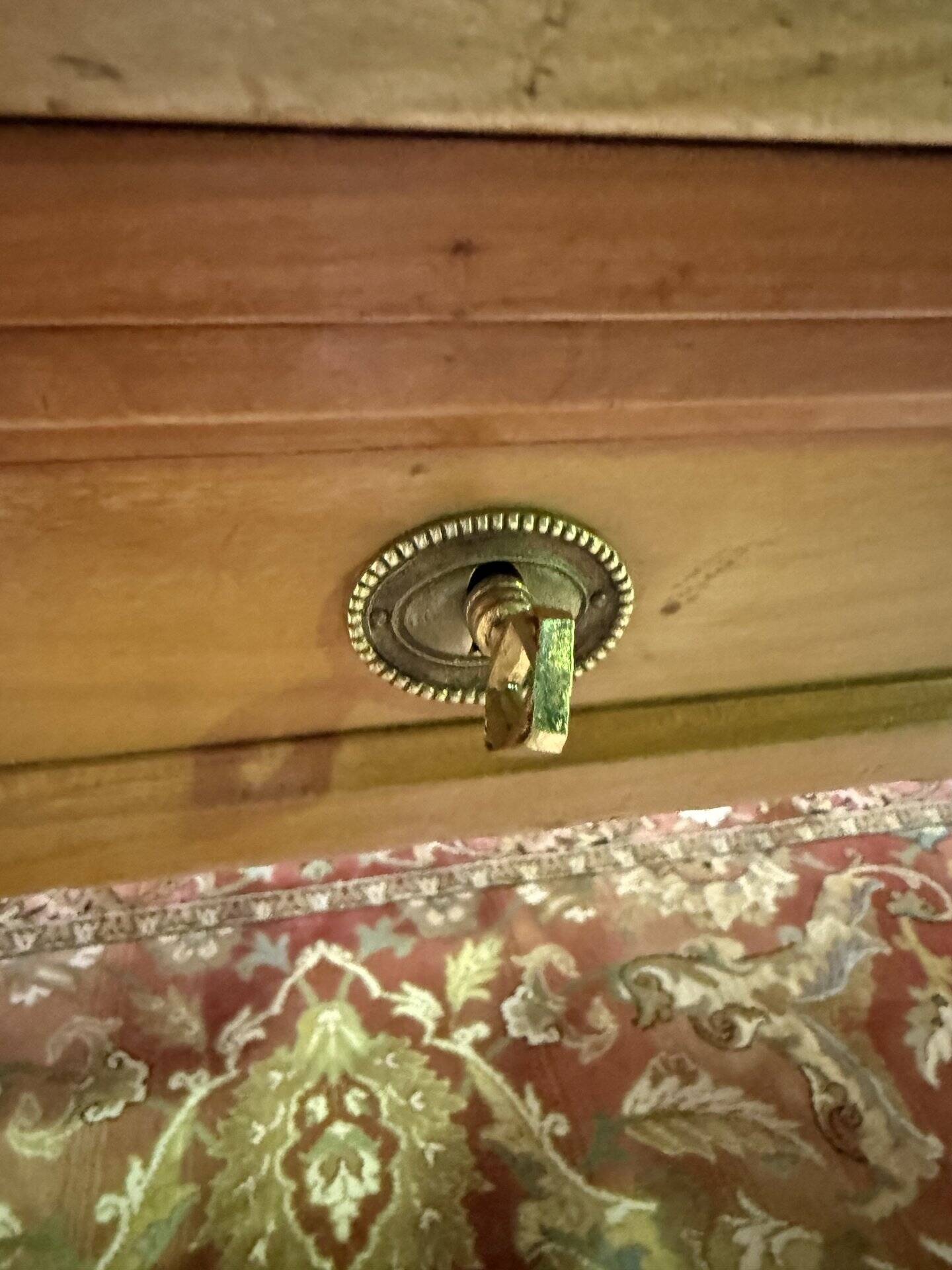 Louis XVI style flat desk in cherry wood and leather